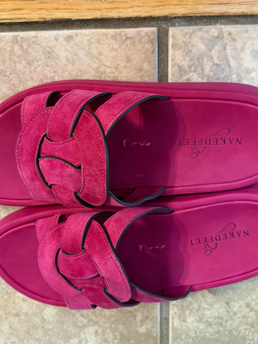 Arket Women's Bright Magenta Braided Suede Slide Sandals